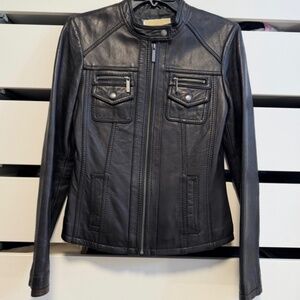 Michael Kors  Black Leather Women's Jacket